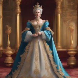 A detailed illustration of Cira from Planet of the Apes dressed as Catherine the Great