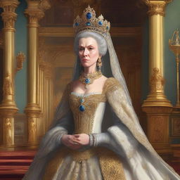 A detailed illustration of Cira from Planet of the Apes dressed as Catherine the Great