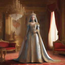 A detailed illustration of Zira from Planet of the Apes dressed as Catherine the Great