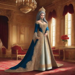 A detailed illustration of Zira from Planet of the Apes dressed as Catherine the Great