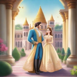 A princess and a prince arriving at their grand palace