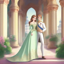 A princess and a prince arriving at their grand palace