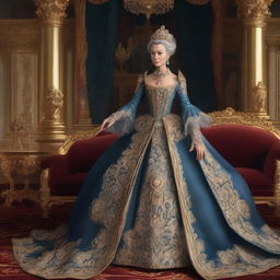 A detailed illustration of Ari from Planet of the Apes dressed as Catherine the Great