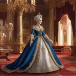 A detailed illustration of Ari from Planet of the Apes dressed as Catherine the Great