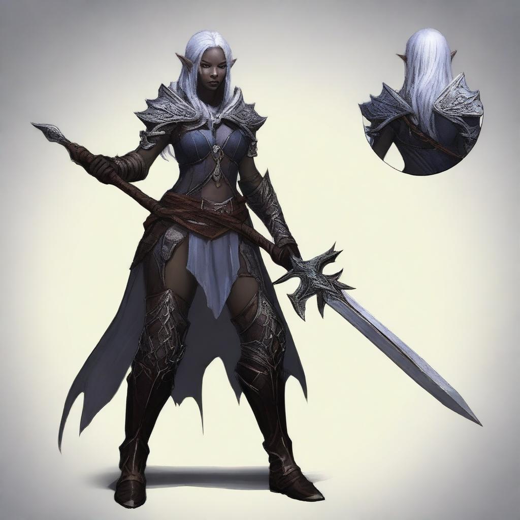 Create an image of Lysara Tenebris, a drow elf warrior berserker