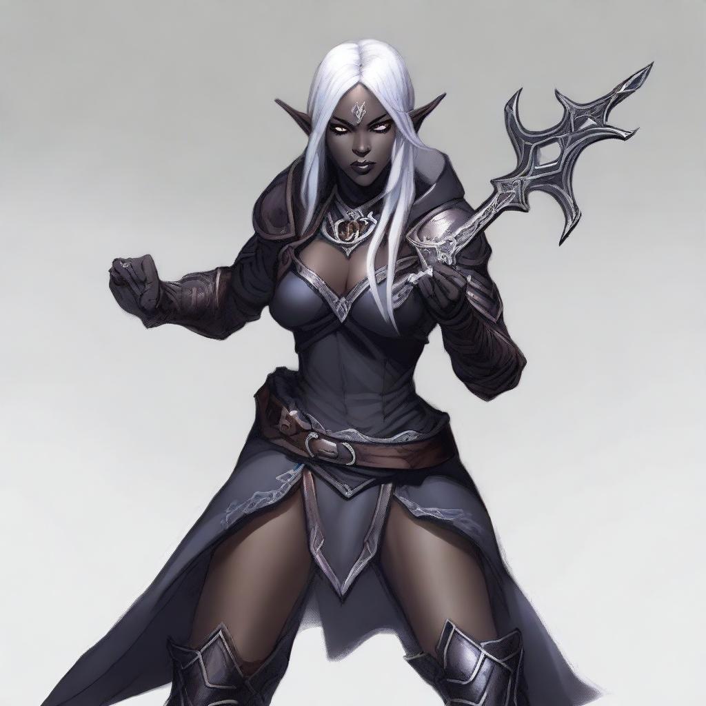 Create an image of Lysara Tenebris, a drow elf warrior berserker