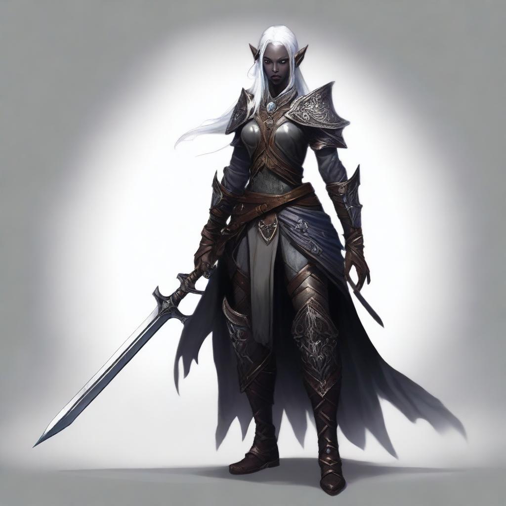 Create an image of Lysara Tenebris, a drow elf warrior berserker