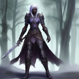 Create an image of Lysara Tenebris, a drow elf warrior berserker