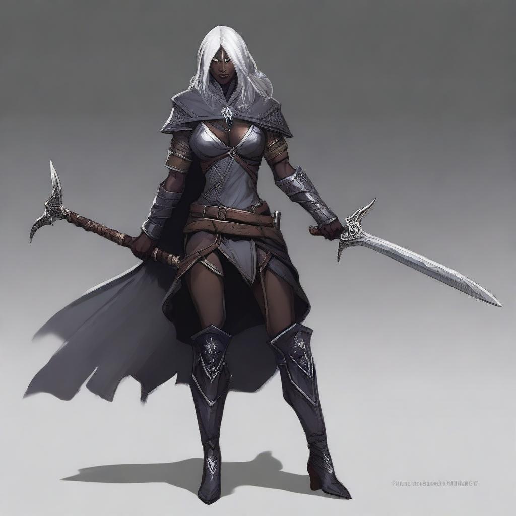 Create an image of Lysara Tenebris, a drow elf warrior berserker