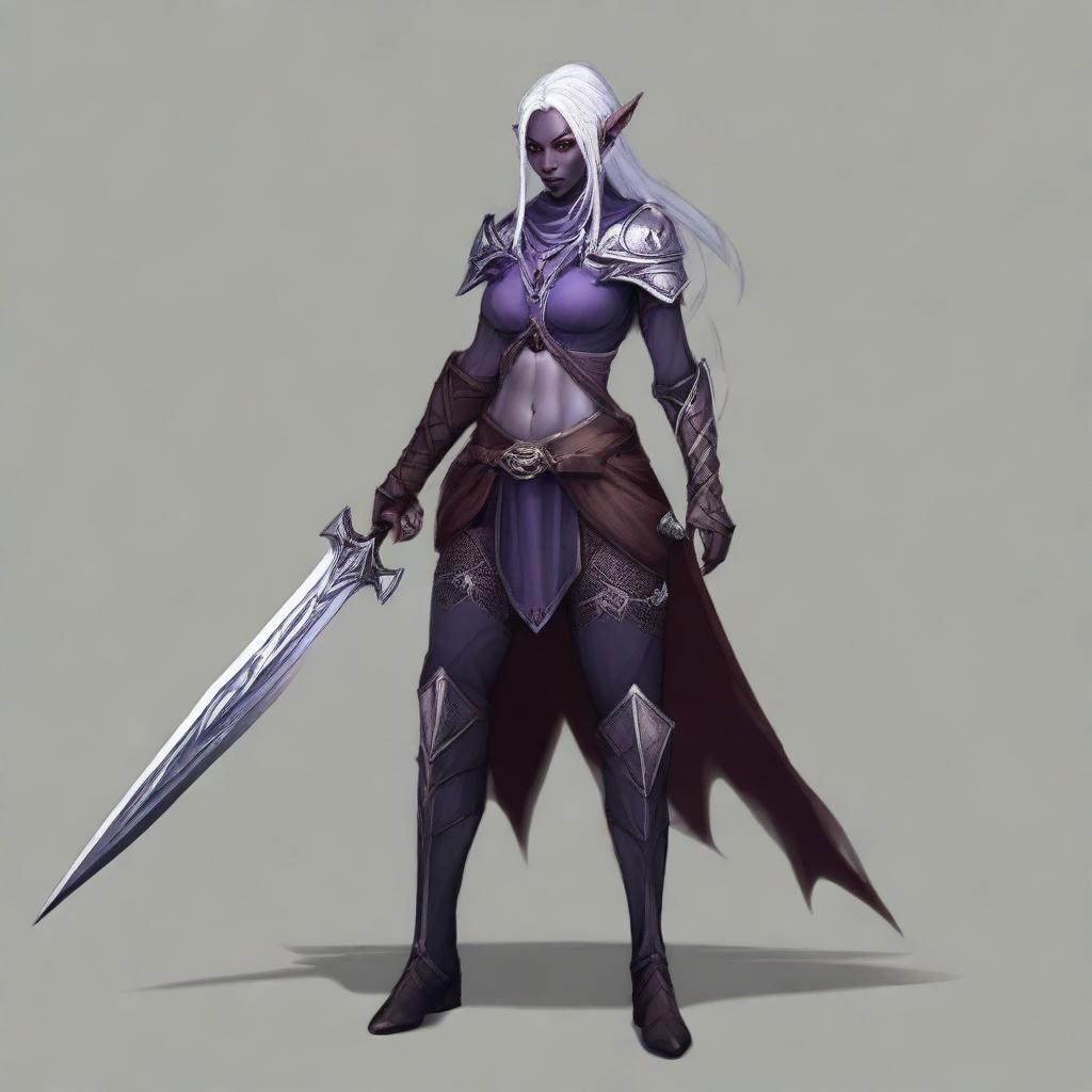 Create an image of Lysara Tenebris, a drow elf warrior berserker