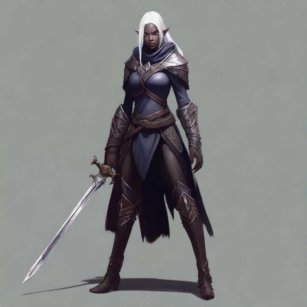 Create an image of Lysara Tenebris, a drow elf warrior berserker
