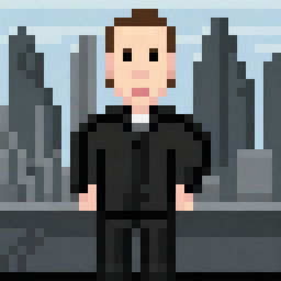 A pixel art depiction of an FBI agent character in 32x32 size