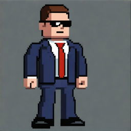 Create another full-height sprite of an FBI agent in pixel art style, sized 64x64 pixels