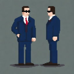 Create another full-height sprite of an FBI agent in pixel art style, sized 64x64 pixels