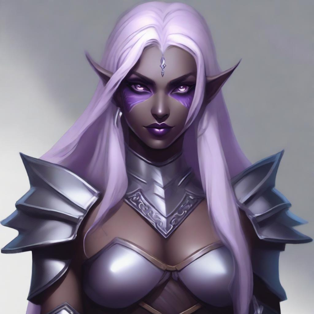 Create a portrait of a drow elf berserker warrior