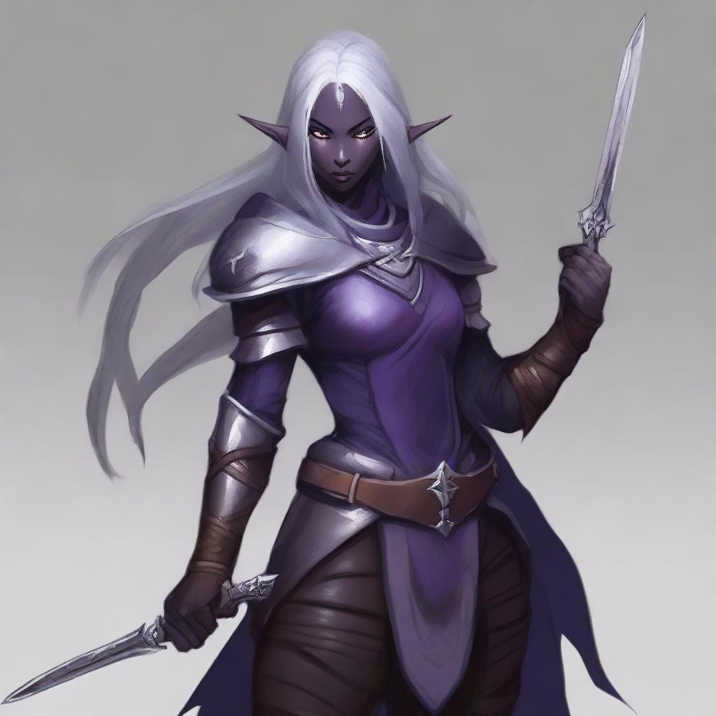 Create a portrait of a drow elf berserker warrior