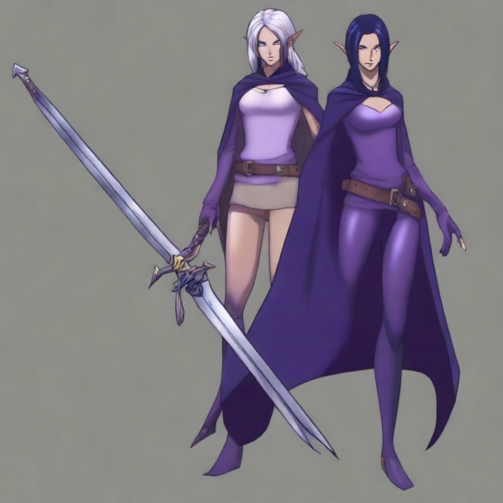 Create a portrait of Nico Robin as a drow elf warrior berserker