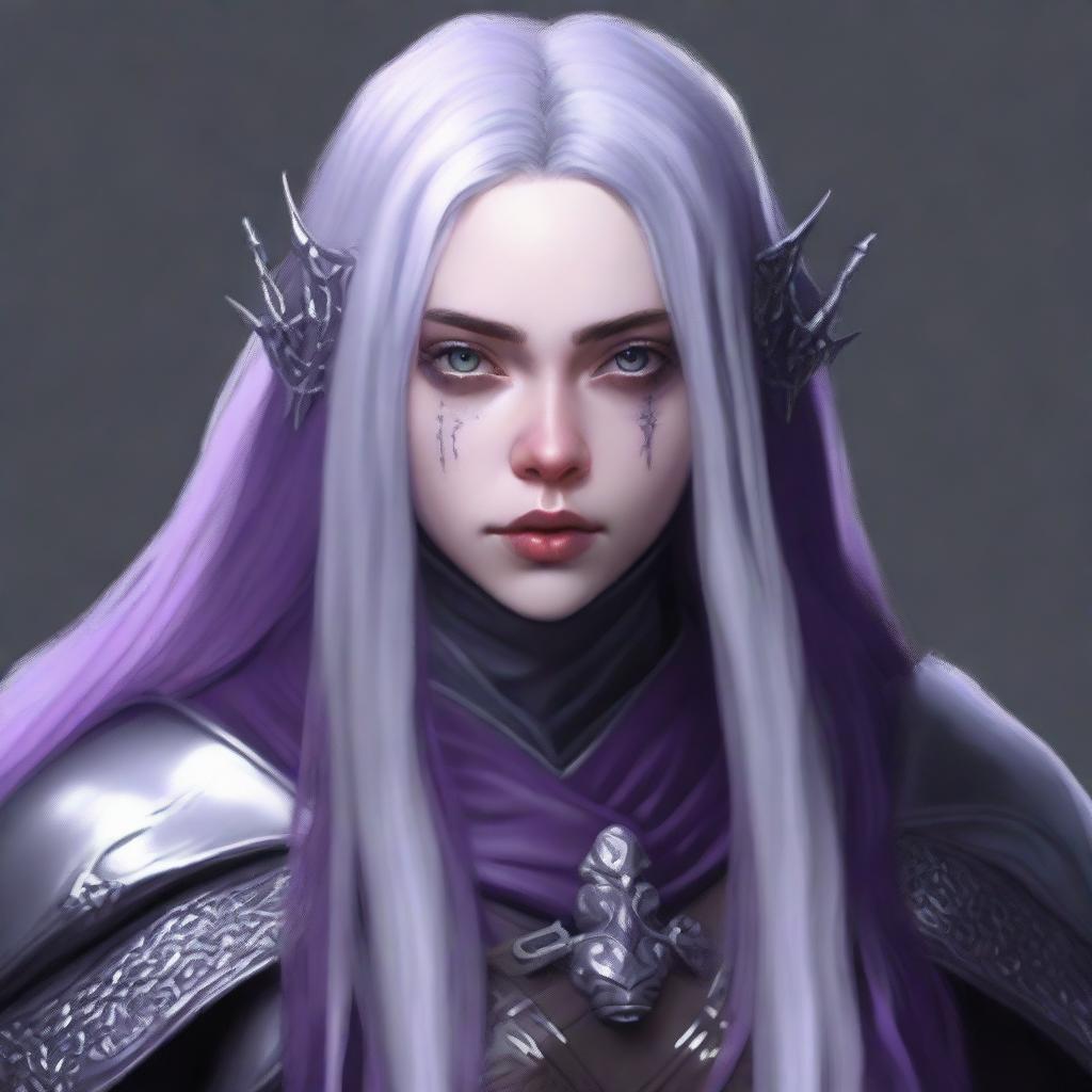 Create a detailed portrait of Billie Eilish as a drow berserk warrior
