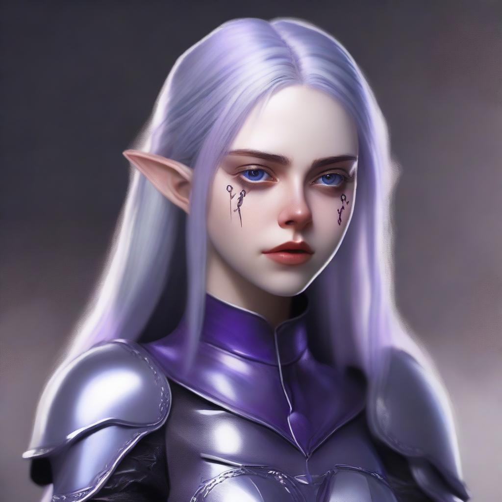 Create a detailed portrait of Billie Eilish as a drow elf berserk warrior