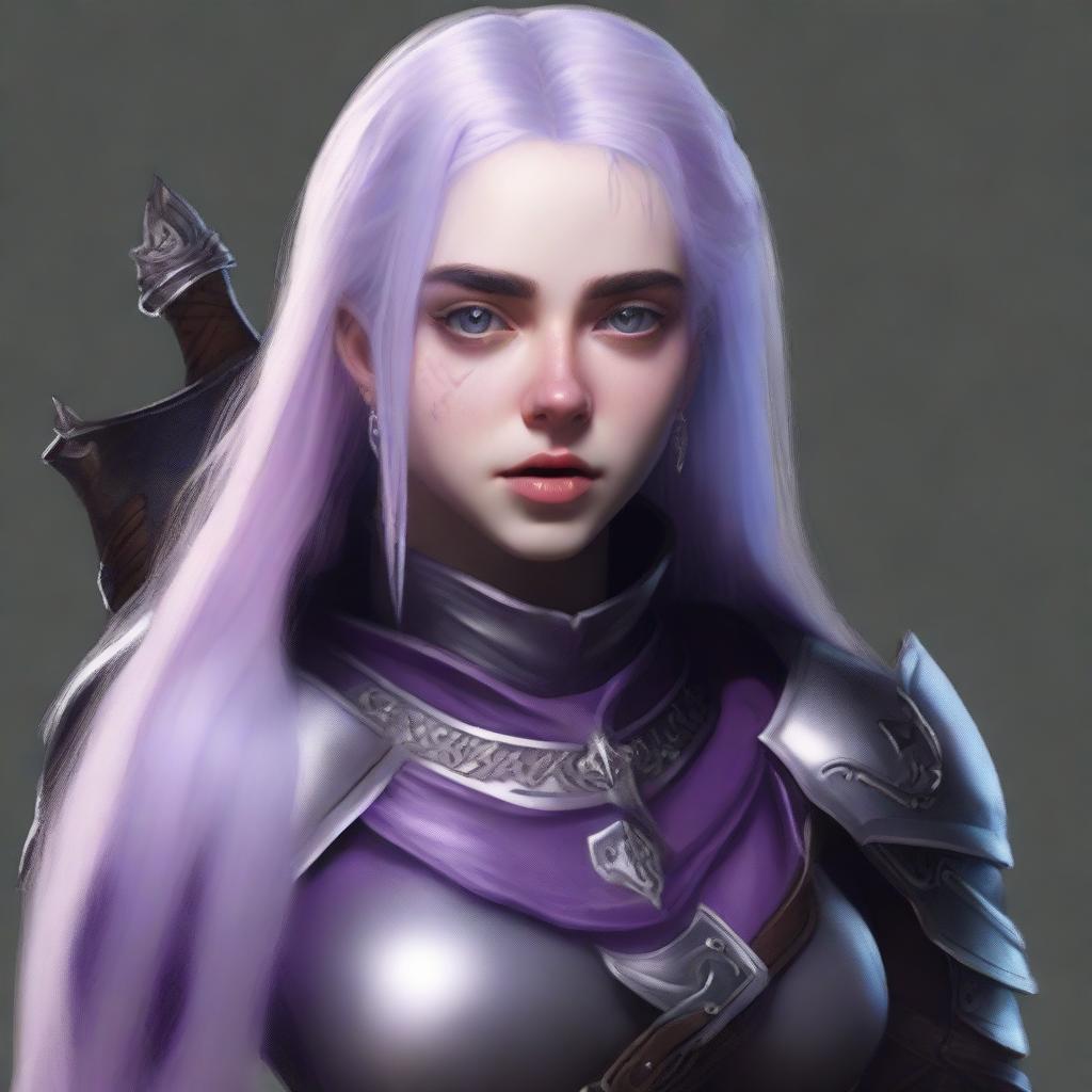 Create a detailed portrait of Billie Eilish as a drow elf berserk warrior