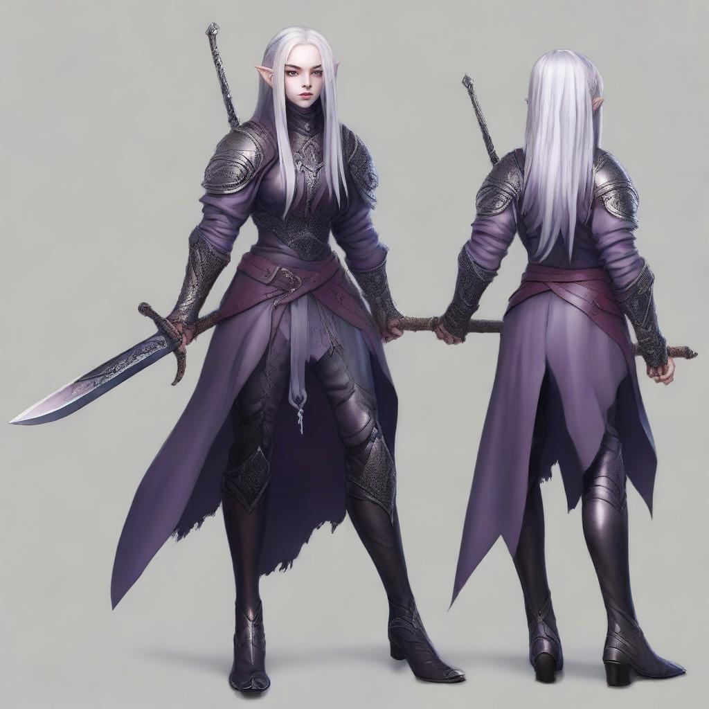 Create a detailed portrait of Billie Eilish as a drow elf