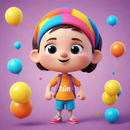 A cute cartoon of a character called 'Si Tilin', imagined with bright, colorful, and fun attributes.