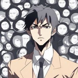 An anime-style man surrounded by multiple mirrors