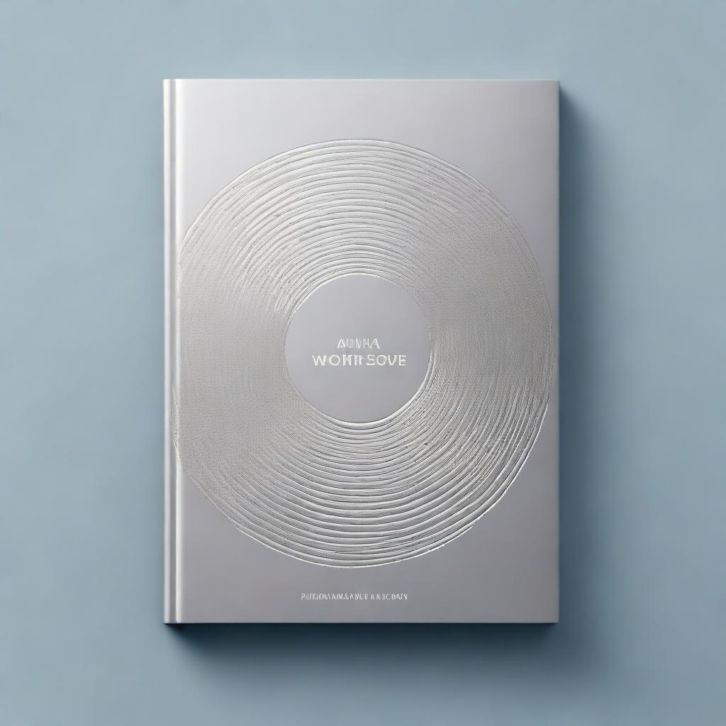 Create a book cover featuring a simple, silver foil outline of annual rings, symbolizing life and time