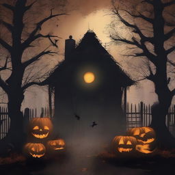 Create a terrifying horror book cover titled 'An October Night's Scream' with no text