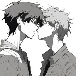 An anime-style drawing of a man kissing a shadow