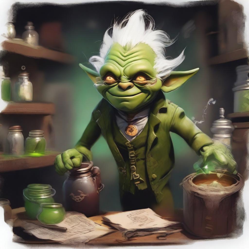 A small, green-skinned goblin with a devious expression