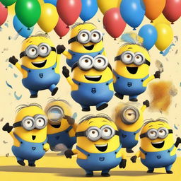 Create an image featuring Mega Minions celebrating Wave Tve Day