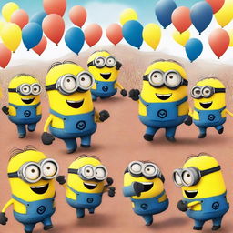 Create an image featuring Mega Minions celebrating Wave Tve Day