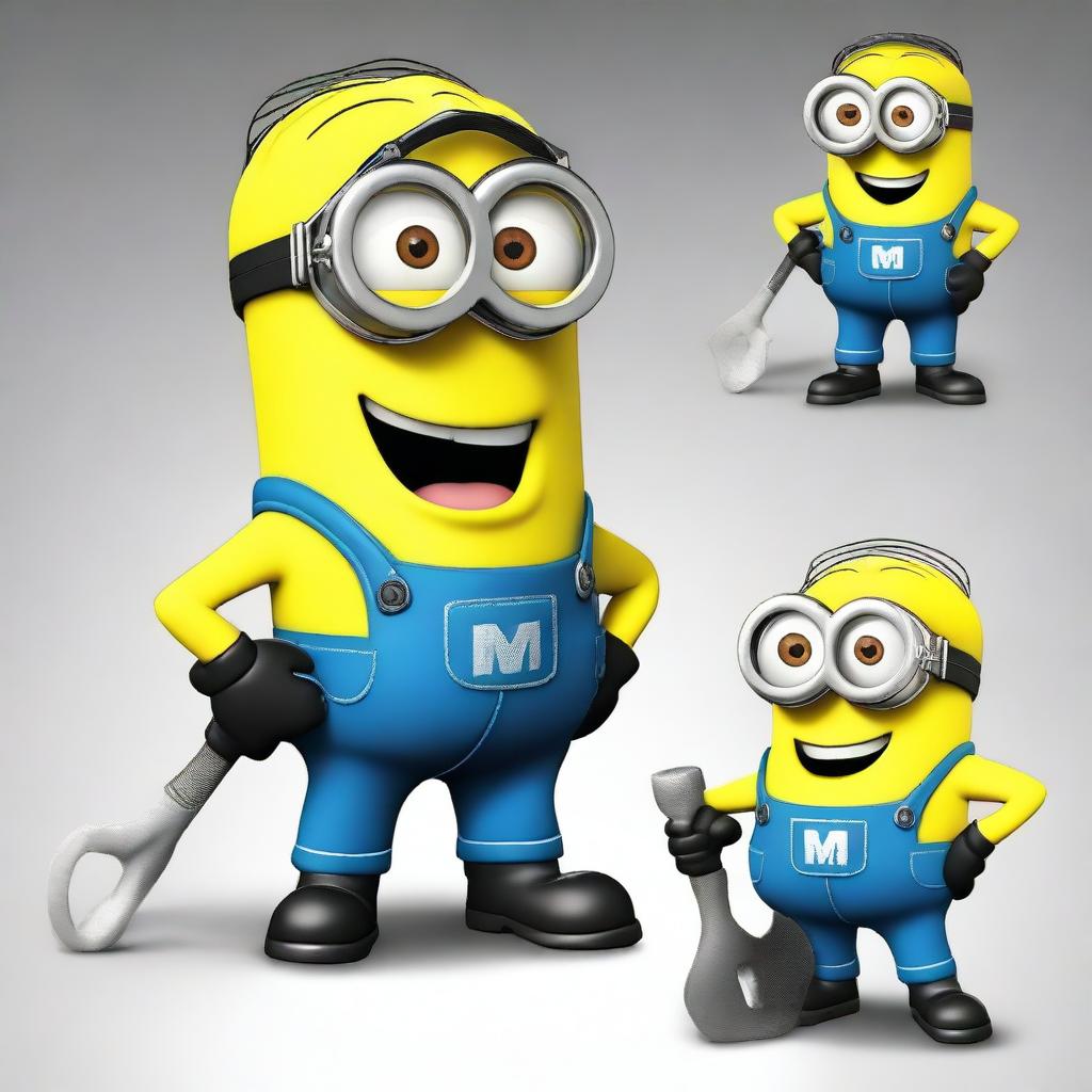 Create an image of a Minion named Pit Crew Gus