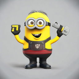 Create an image of a Minion named Pit Crew Gus