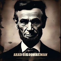 Create a dark and realistic movie poster featuring Abraham Lincoln in the role of an Indian spy