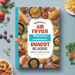 Design a book cover for a cookbook titled 'Mediterranean Air Fryer Cookbook for Diabetics'