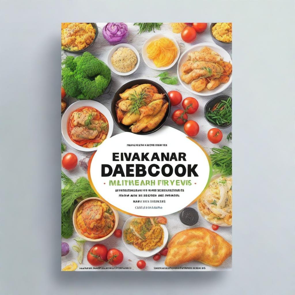 Create a cookbook cover titled 'Mediterranean Air Fryer Cookbook for Diabetics'