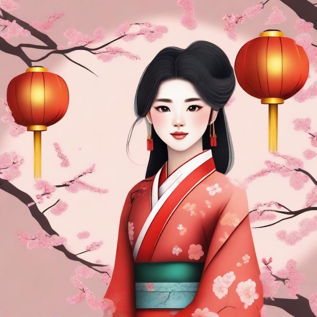 Create an illustration of a 24-year-old Chinese girl