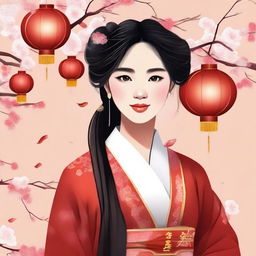 Create an illustration of a 24-year-old Chinese girl