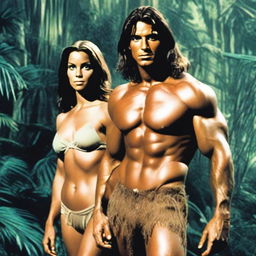 A 24-year-old Tarzan and a sexy Jane standing together in a lush jungle