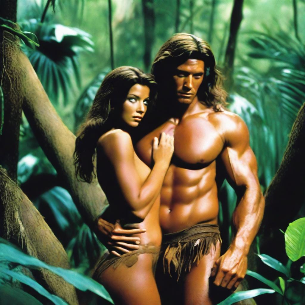 A 24-year-old Tarzan and a sexy Jane in an intimate and romantic moment in a lush jungle