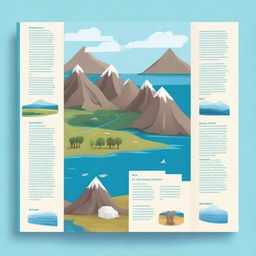 Create an illustrated dictionary of geographical terms on a blue background