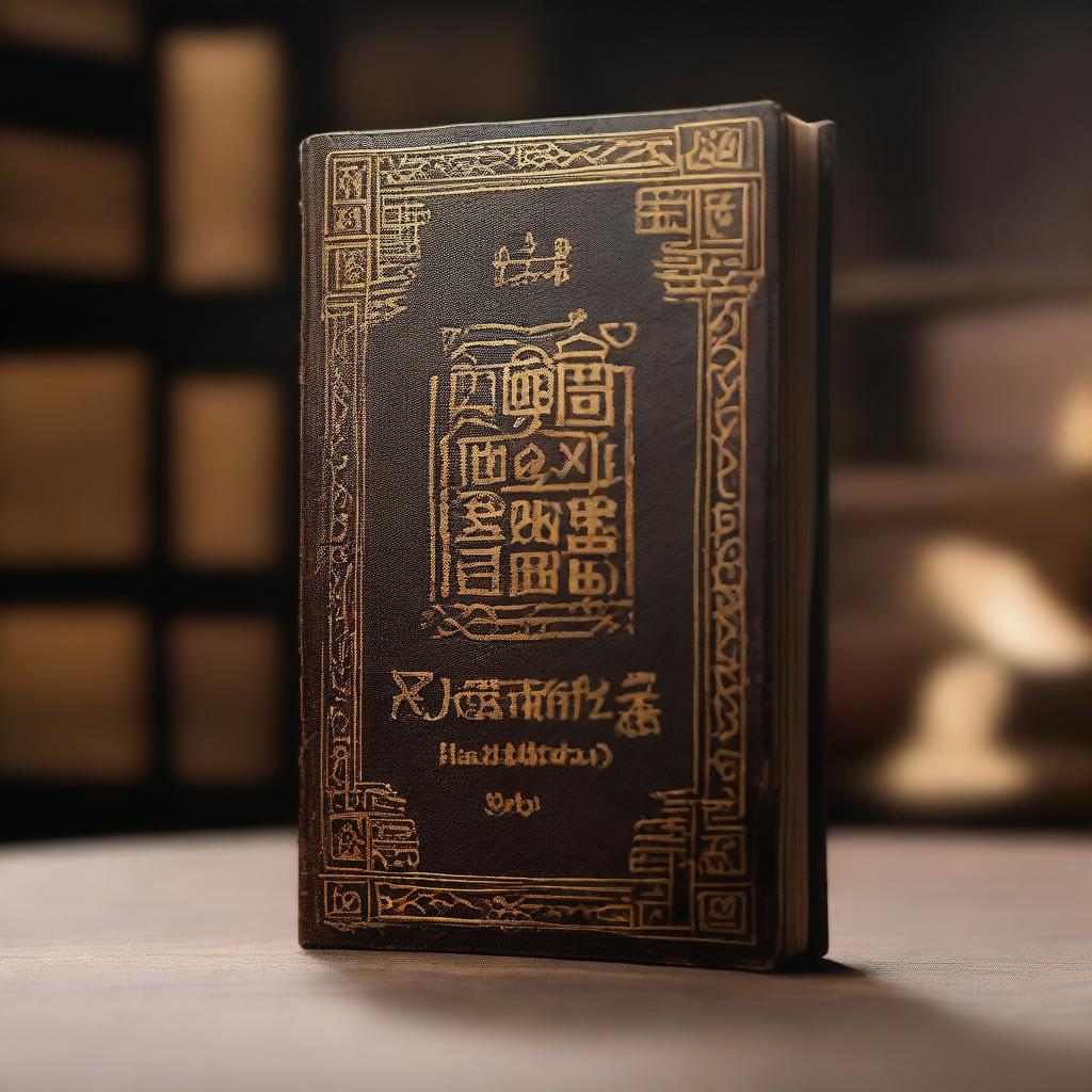 An ancient book with mystical symbols on its cover, partially open, emitting a soft glowing light