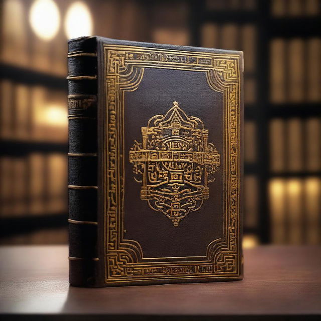 An ancient book with mystical symbols on its cover, partially open, emitting a soft glowing light