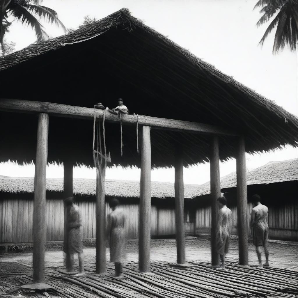 A disturbing scene of military torture in a traditional Acehnese house