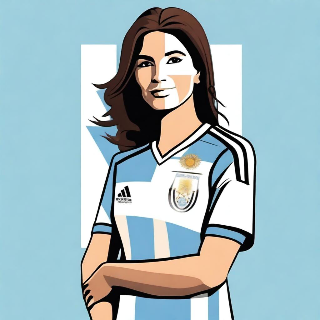 Create an image of a woman wearing an Argentina jersey