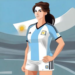 Create an image of a woman wearing an Argentina jersey