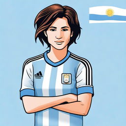 Create an image of a woman wearing an Argentina jersey