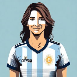 Create an image of a woman wearing an Argentina jersey